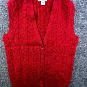 VTG 90’s Pendleton All Virgin Wool Sweater Sleeveless Cardigan Medium Petite USA